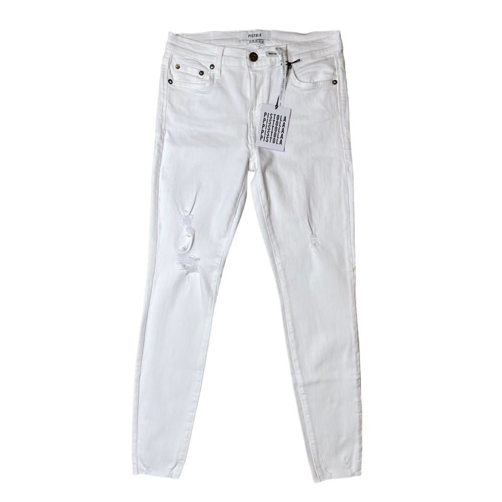 Pistola Denim | Audrey Skinny Jeans White Distressed Stretch 5 Pocket 25‎ $187